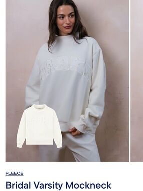 PARKE Bridal Mockneck Varsity Sweatshirt - Cream